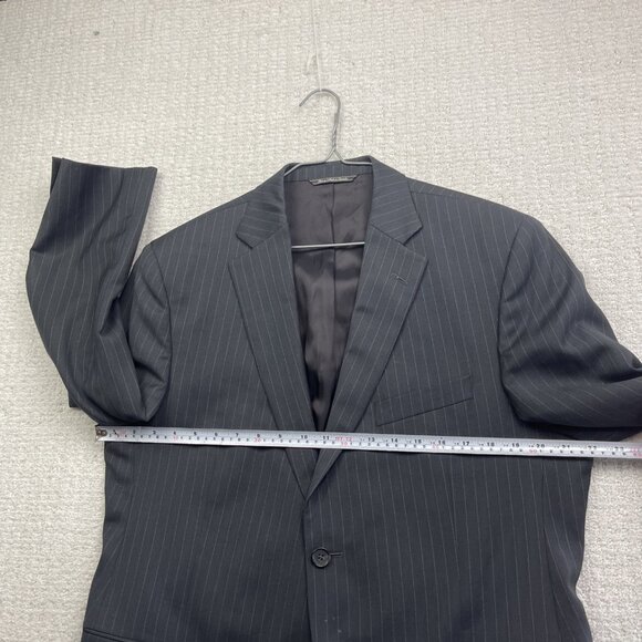 Saks Fifth Avenue Napoli CT Suit 42S Wool Blazer + 36S Pants Black W Chalk Line - Picture 11 of 16